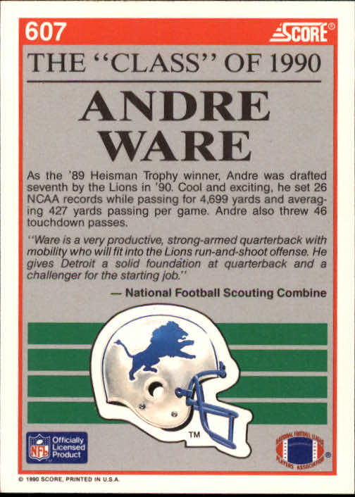 1990 Score Football "Main Set" Cards #441 to #660 Rookies and Veterans - Picture 323 of 427