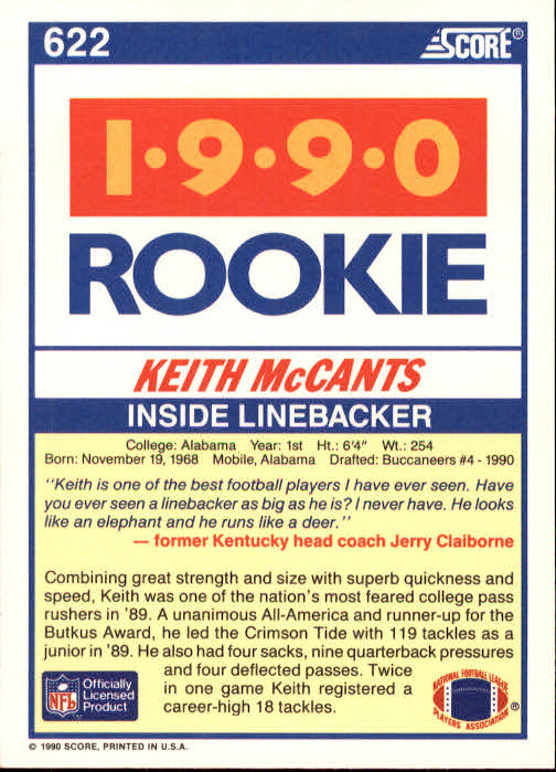 1990 Score Football "Main Set" Cards #441 to #660 Rookies and Veterans - Picture 351 of 427