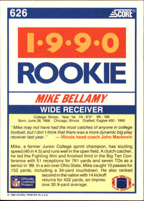 1990 Score Football "Main Set" Cards #441 to #660 Rookies and Veterans - Picture 359 of 427
