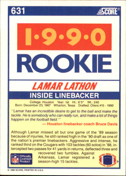 1990 Score Football "Main Set" Cards #441 to #660 Rookies and Veterans - Picture 369 of 427