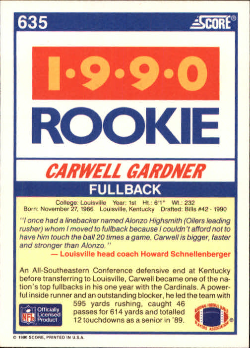1990 Score Football "Main Set" Cards #441 to #660 Rookies and Veterans - Picture 377 of 427