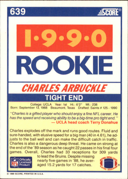 1990 Score Football "Main Set" Cards #441 to #660 Rookies and Veterans - Picture 385 of 427