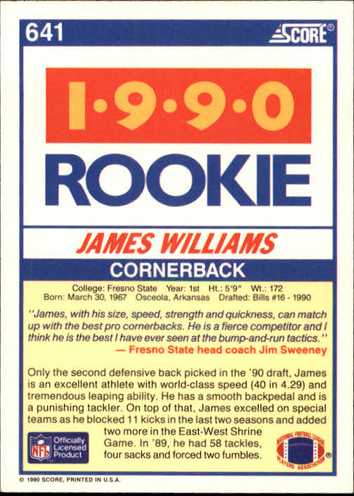 1990 Score Football "Main Set" Cards #441 to #660 Rookies and Veterans - Picture 389 of 427