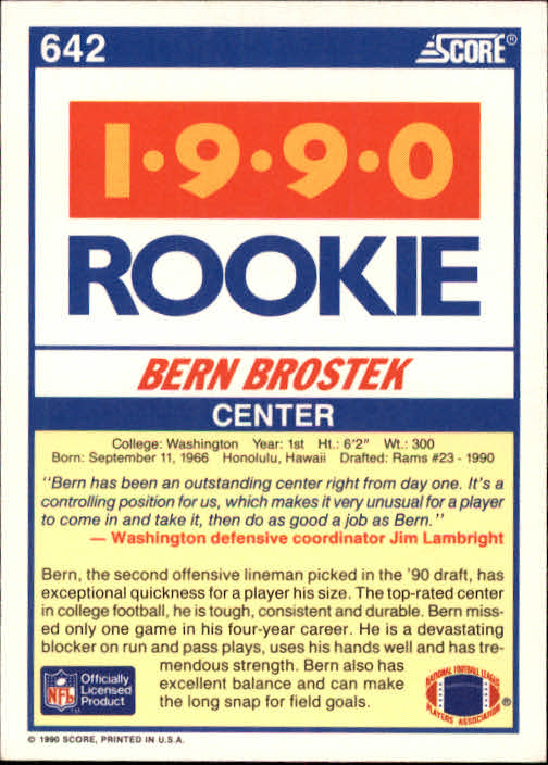 1990 Score Football "Main Set" Cards #441 to #660 Rookies and Veterans - Picture 391 of 427
