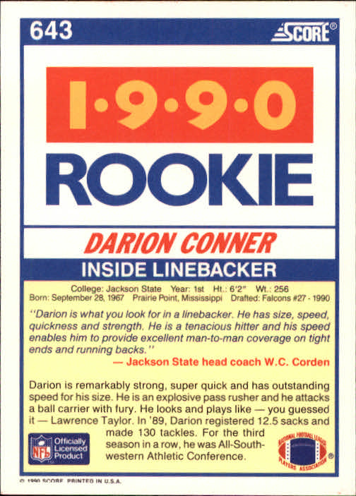 1990 Score Football "Main Set" Cards #441 to #660 Rookies and Veterans - Picture 393 of 427