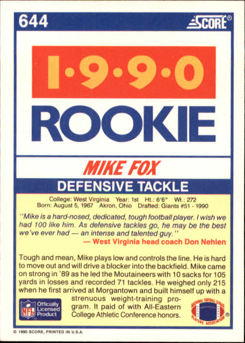 1990 Score Football "Main Set" Cards #441 to #660 Rookies and Veterans - Picture 395 of 427