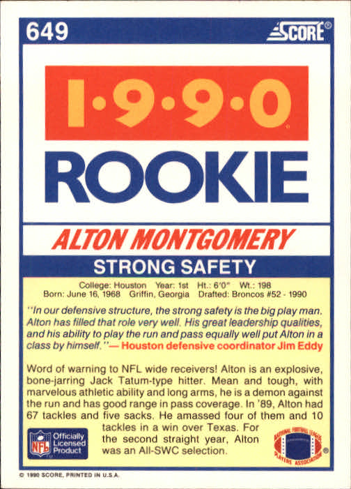 1990 Score Football "Main Set" Cards #441 to #660 Rookies and Veterans - Picture 405 of 427
