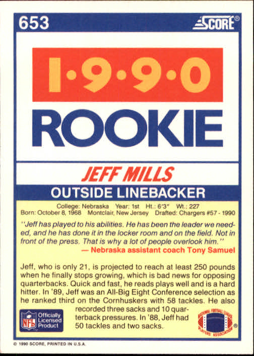 1990 Score Football "Main Set" Cards #441 to #660 Rookies and Veterans - Picture 413 of 427