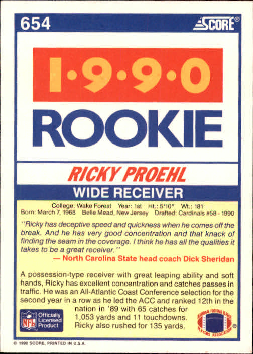 1990 Score Football "Main Set" Cards #441 to #660 Rookies and Veterans - Picture 415 of 427