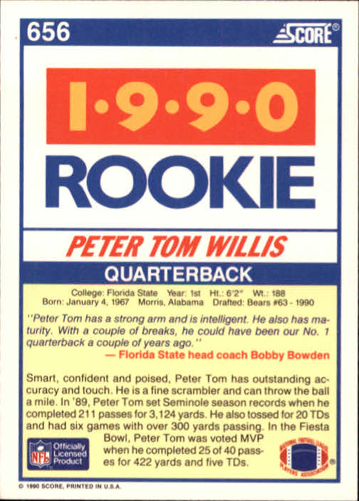1990 Score Football "Main Set" Cards #441 to #660 Rookies and Veterans - Picture 419 of 427