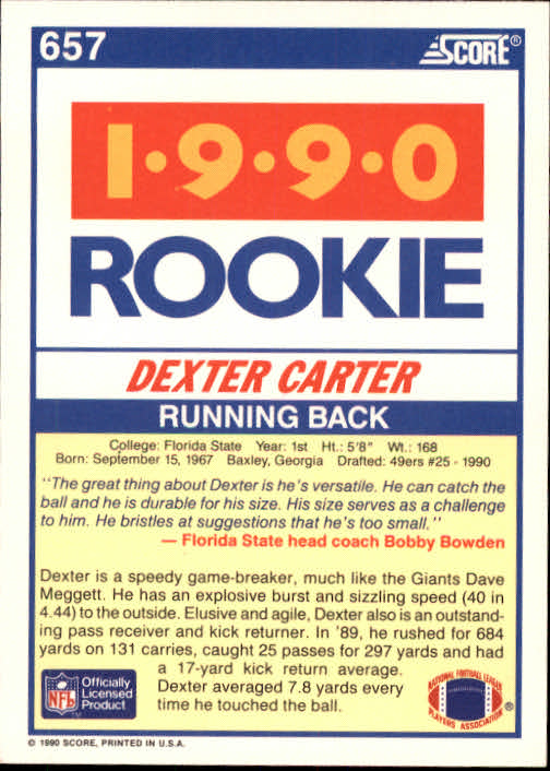 1990 Score Football "Main Set" Cards #441 to #660 Rookies and Veterans - Picture 421 of 427
