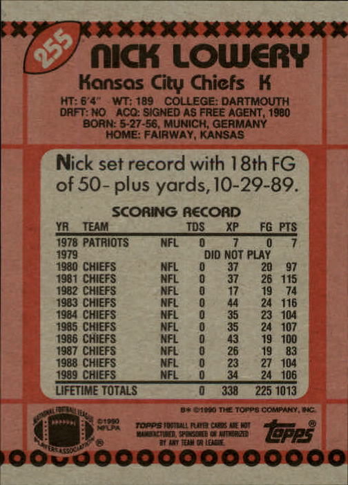 1990 Topps Football "Main Set" Cards #201 to #400 Rookies and Veterans - Picture 107 of 389
