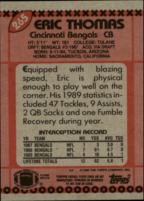 1990 Topps Football "Main Set" Cards #201 to #400 Rookies and Veterans - Picture 127 of 389