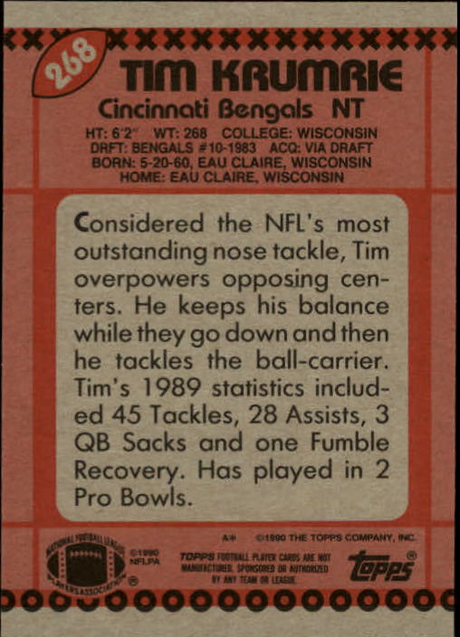 1990 Topps Football "Main Set" Cards #201 to #400 Rookies and Veterans - Picture 133 of 389