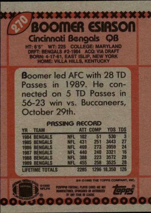 1990 Topps Football "Main Set" Cards #201 to #400 Rookies and Veterans - Picture 137 of 389