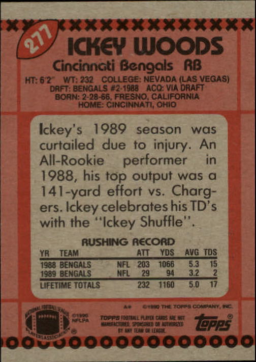1990 Topps Football "Main Set" Cards #201 to #400 Rookies and Veterans - Picture 151 of 389