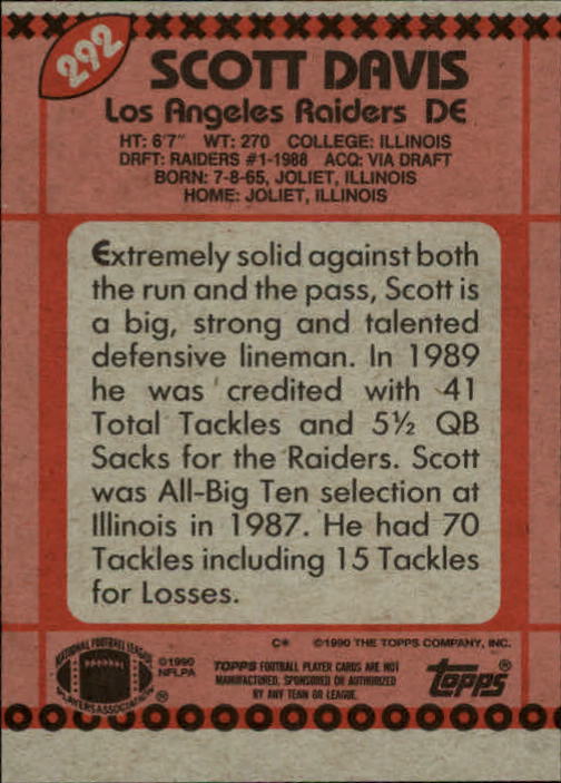 1990 Topps Football "Main Set" Cards #201 to #400 Rookies and Veterans - Picture 179 of 389