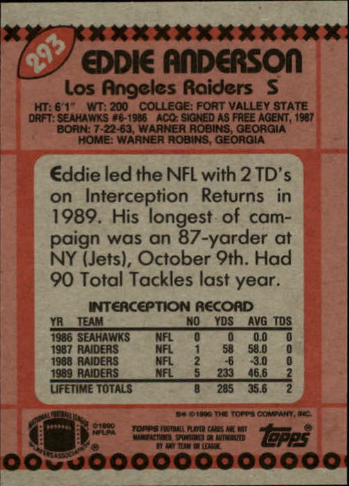 1990 Topps Football "Main Set" Cards #201 to #400 Rookies and Veterans - Picture 181 of 389