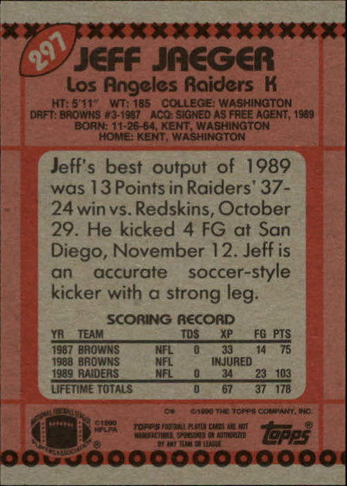 1990 Topps Football "Main Set" Cards #201 to #400 Rookies and Veterans - Picture 189 of 389