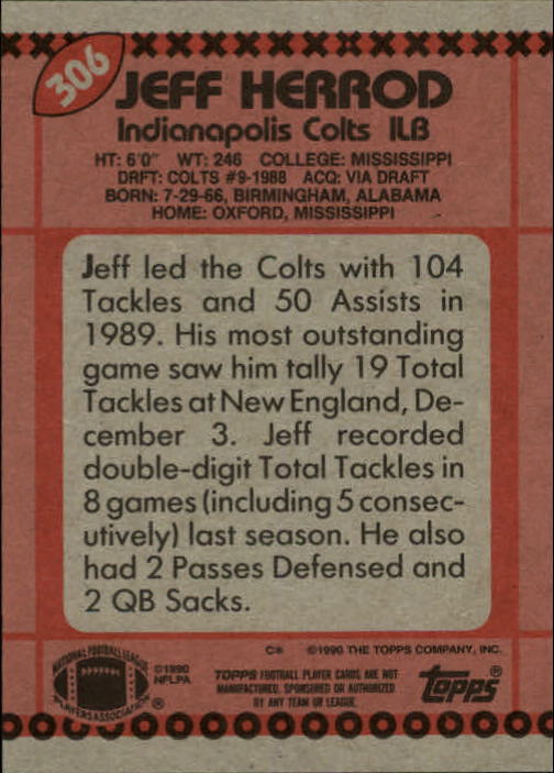 1990 Topps Football "Main Set" Cards #201 to #400 Rookies and Veterans - Picture 207 of 389