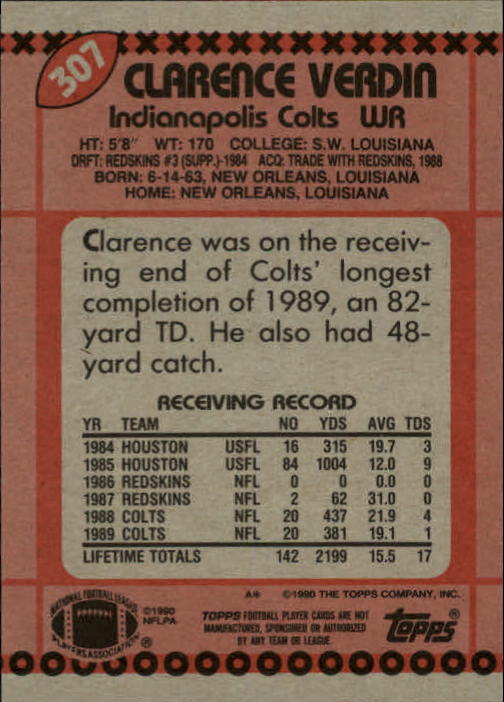 1990 Topps Football "Main Set" Cards #201 to #400 Rookies and Veterans - Picture 209 of 389