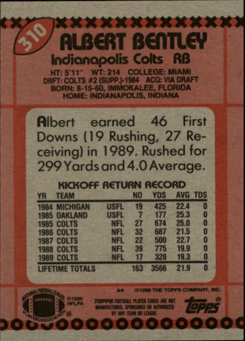 1990 Topps Football "Main Set" Cards #201 to #400 Rookies and Veterans - Picture 215 of 389