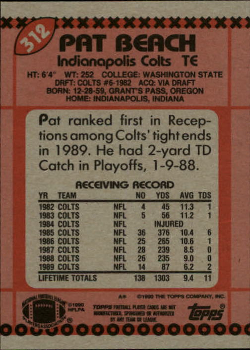 1990 Topps Football "Main Set" Cards #201 to #400 Rookies and Veterans - Picture 219 of 389