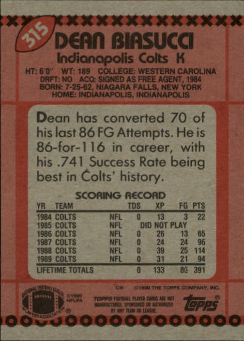 1990 Topps Football "Main Set" Cards #201 to #400 Rookies and Veterans - Picture 225 of 389