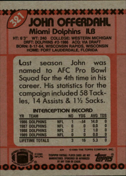 1990 Topps Football "Main Set" Cards #201 to #400 Rookies and Veterans - Picture 237 of 389