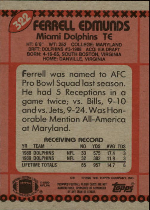 1990 Topps Football "Main Set" Cards #201 to #400 Rookies and Veterans - Picture 239 of 389