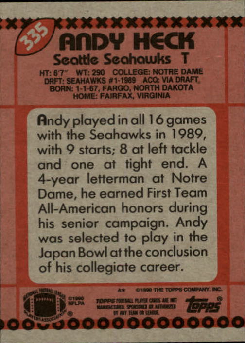 1990 Topps Football "Main Set" Cards #201 to #400 Rookies and Veterans - Picture 265 of 389