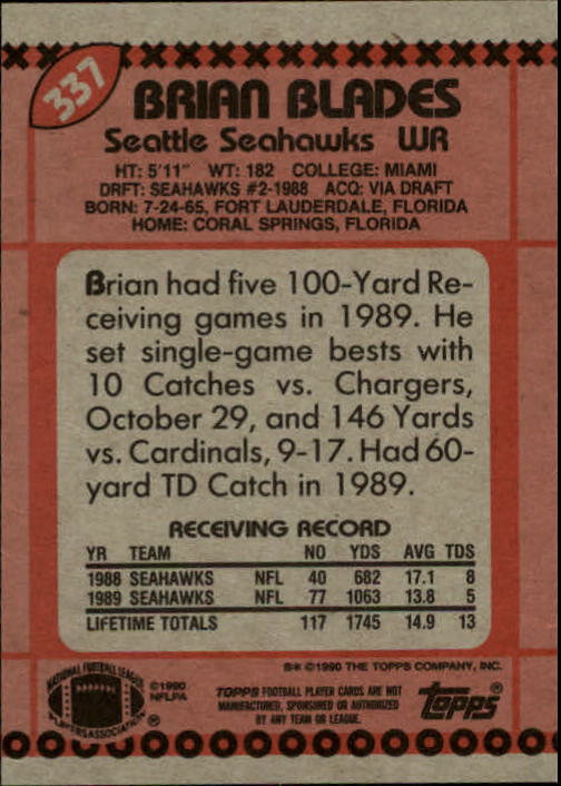 1990 Topps Football "Main Set" Cards #201 to #400 Rookies and Veterans - Picture 269 of 389