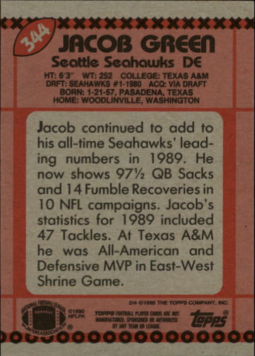 1990 Topps Football "Main Set" Cards #201 to #400 Rookies and Veterans - Picture 283 of 389