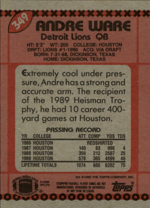 1990 Topps Football "Main Set" Cards #201 to #400 Rookies and Veterans - Picture 293 of 389