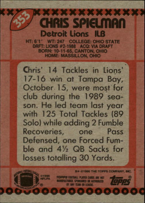 1990 Topps Football "Main Set" Cards #201 to #400 Rookies and Veterans - Picture 299 of 389