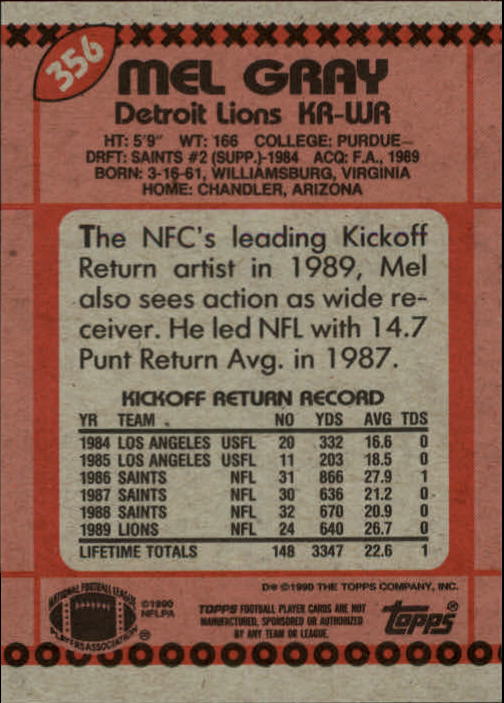1990 Topps Football "Main Set" Cards #201 to #400 Rookies and Veterans - Picture 305 of 389