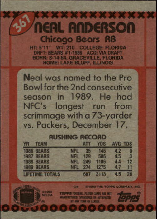 1990 Topps Football "Main Set" Cards #201 to #400 Rookies and Veterans - Picture 327 of 389