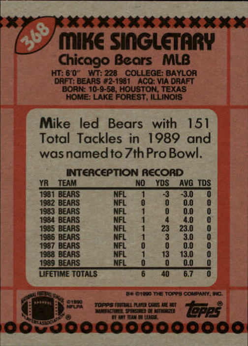 1990 Topps Football "Main Set" Cards #201 to #400 Rookies and Veterans - Picture 329 of 389