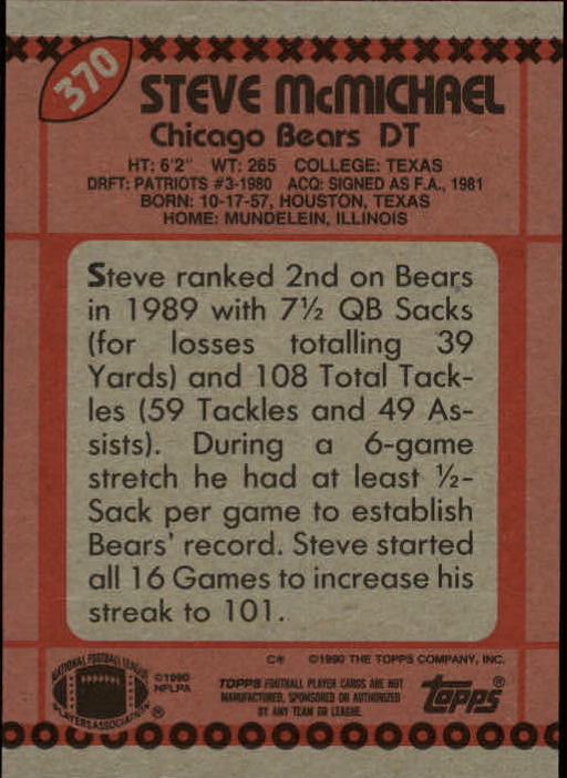 1990 Topps Football "Main Set" Cards #201 to #400 Rookies and Veterans - Picture 333 of 389