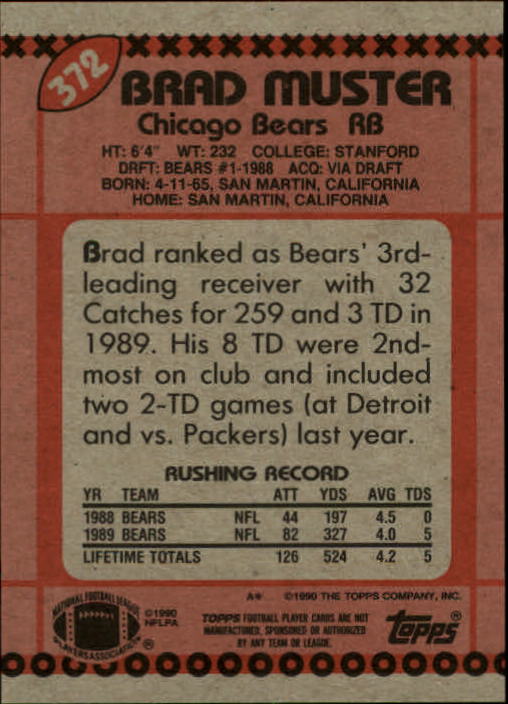 1990 Topps Football "Main Set" Cards #201 to #400 Rookies and Veterans - Picture 337 of 389