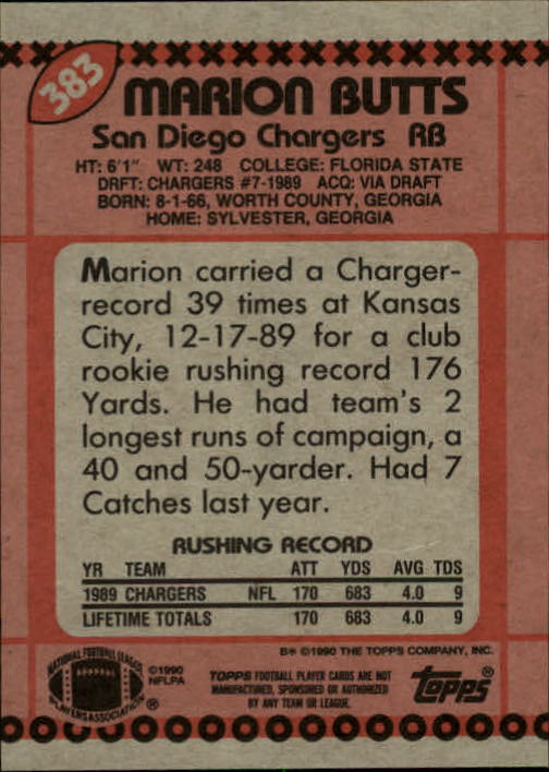 1990 Topps Football "Main Set" Cards #201 to #400 Rookies and Veterans - Picture 357 of 389