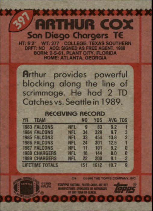 1990 Topps Football "Main Set" Cards #201 to #400 Rookies and Veterans - Picture 385 of 389