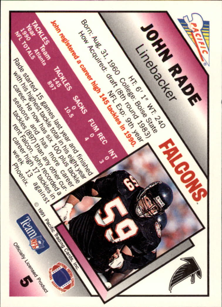 1991 Pacific Football (Pick Card From List 1-258) c59 7-22 - Picture 11 of 483