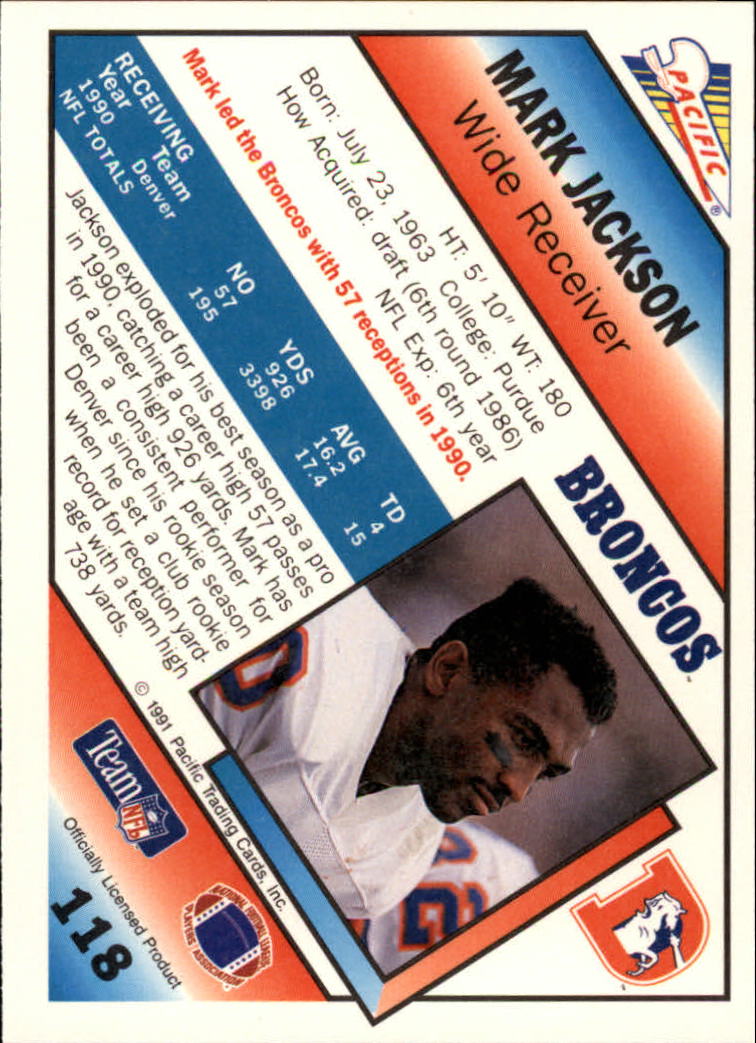 1991 Pacific Football (Pick Card From List 1-258) c59 7-22 - Picture 223 of 483