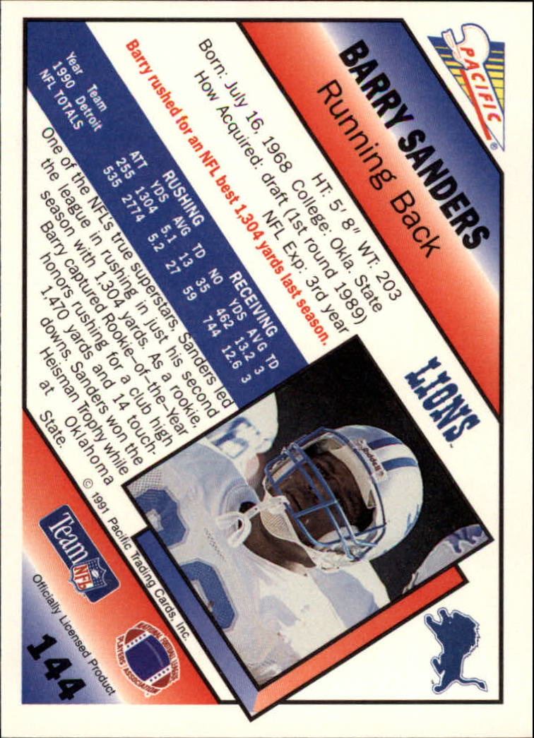 1991 Pacific Football (Pick Card From List 1-258) c59 7-22 - Picture 271 of 483