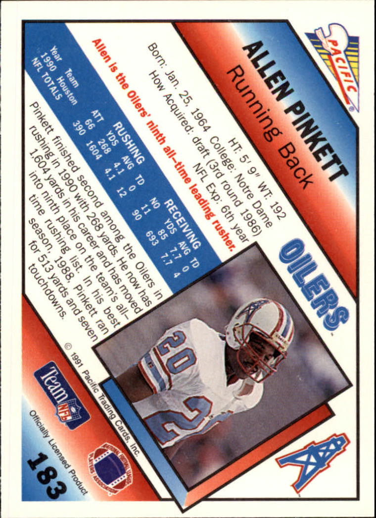 1991 Pacific Football (Pick Card From List 1-258) c59 7-22 - Picture 345 of 483
