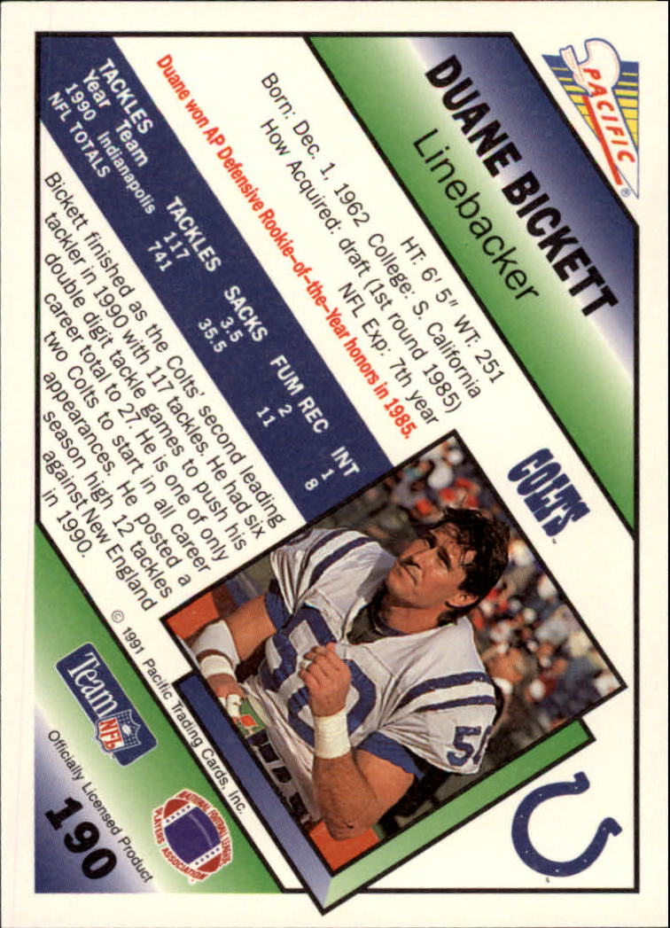 1991 Pacific Football (Pick Card From List 1-258) c59 7-22 - Picture 357 of 483