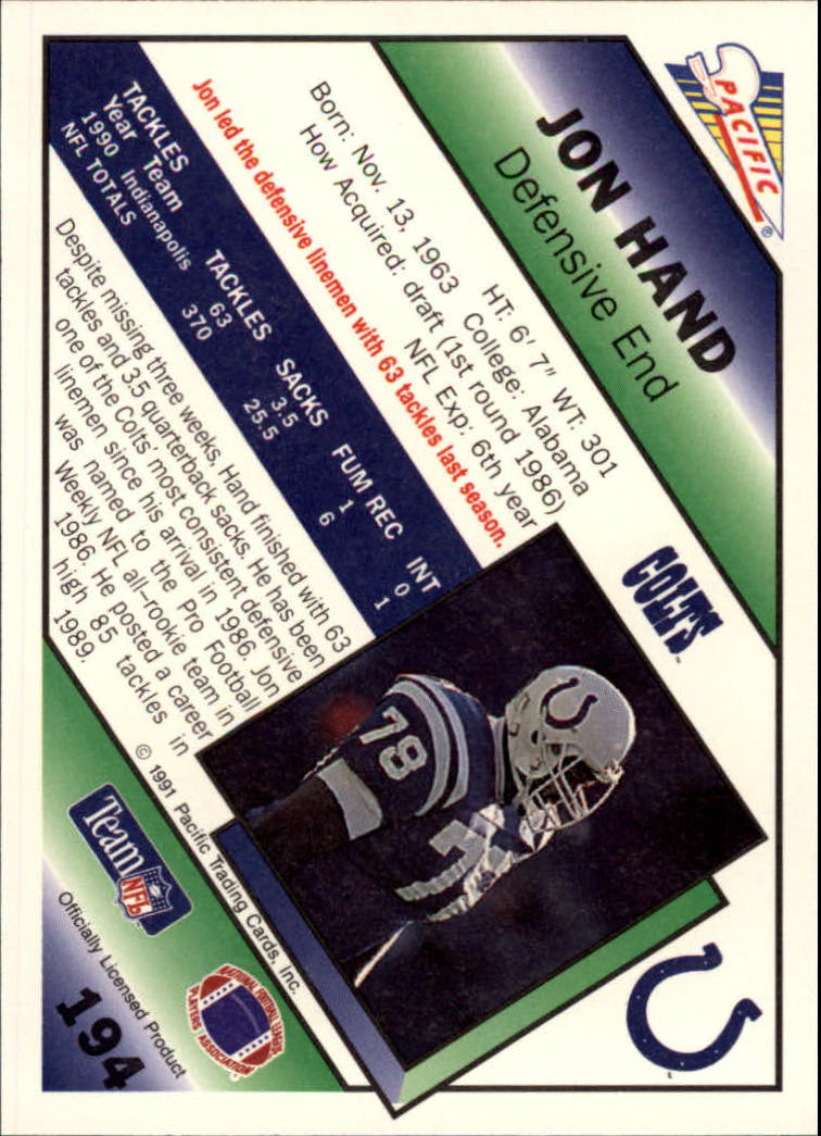 1991 Pacific Football (Pick Card From List 1-258) c59 7-22 - Picture 365 of 483