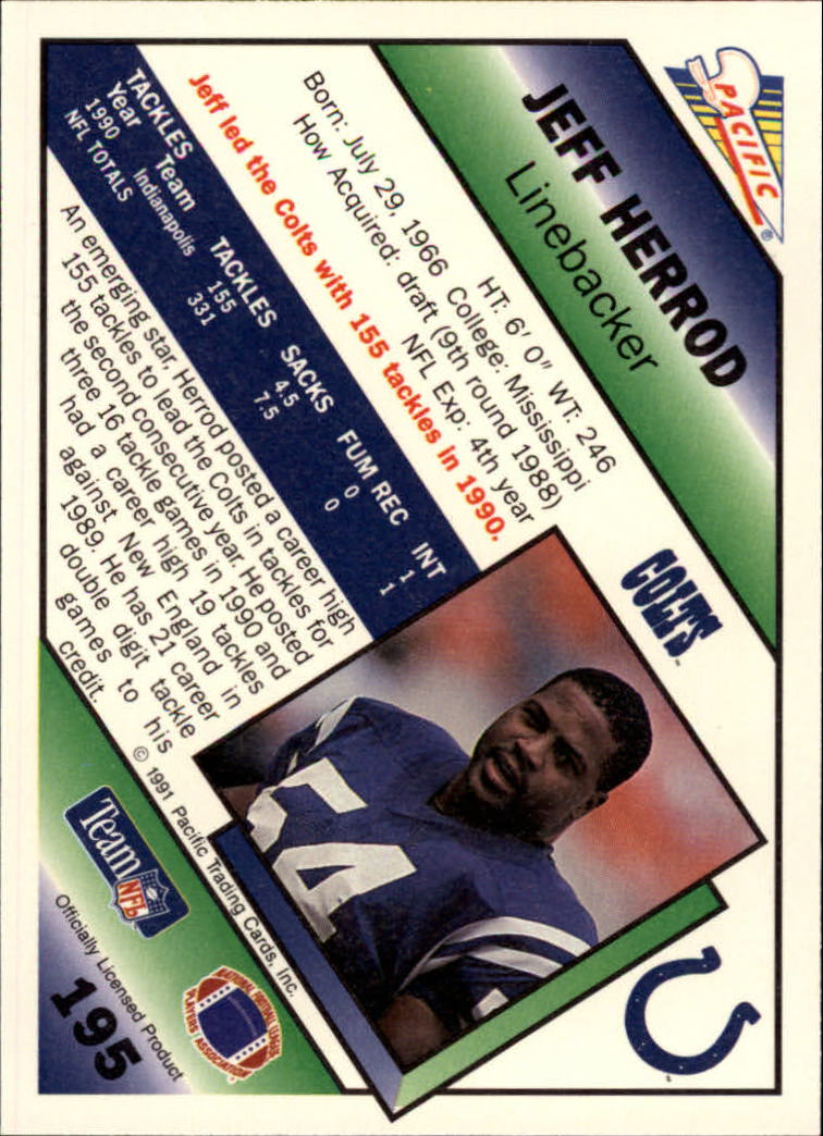 1991 Pacific Football (Pick Card From List 1-258) c59 7-22 - Picture 367 of 483