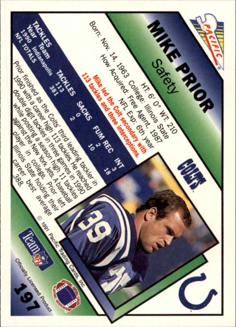 1991 Pacific Football (Pick Card From List 1-258) c59 7-22 - Picture 369 of 483